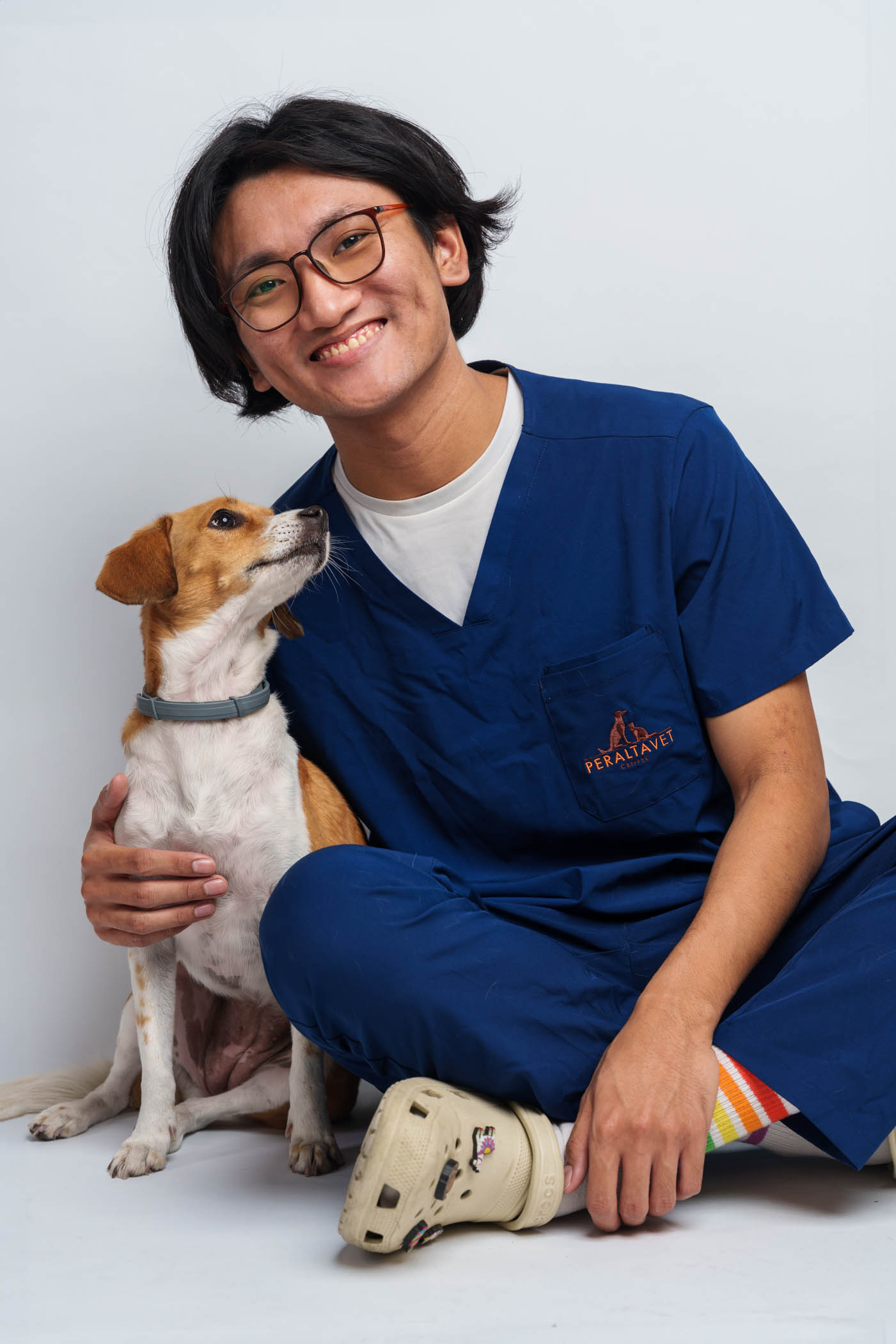 Pet portrait captured during a home-visit photoshoot in a veterinary clinic by PawPlay Studios